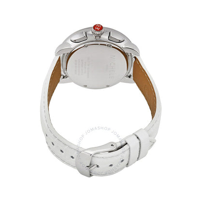 Michele, Serein Silver Dial Silver Leather Ladies Watch