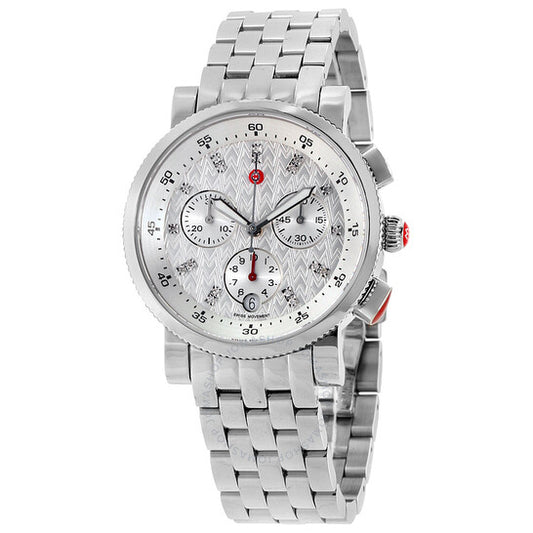 Michele, Sport Sail Chronograph Silver Dial Ladies Watch
