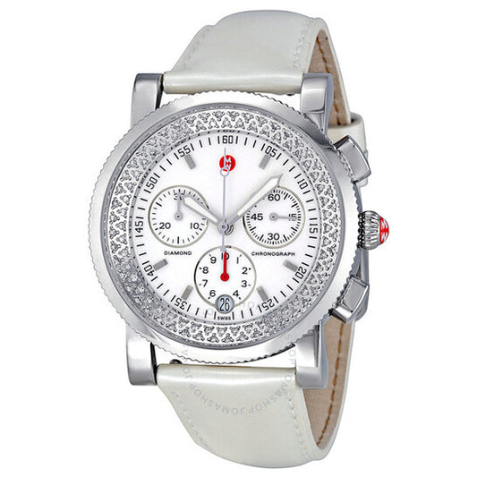 Michele, Sport Sail White Enamel Dial Chronograph Ladies Watch