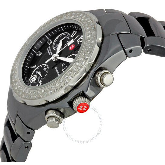 Michele, Tahitian Ceramic Black Diamond Ladies Watch