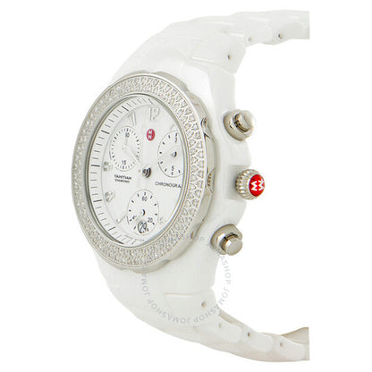Michele, Tahitian Ceramic White Diamond 36mm Ladies Watch