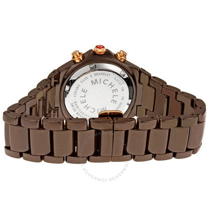 Michele, Tahitian Chocolate Ceramic Diamond Gold Ladies Watch MW