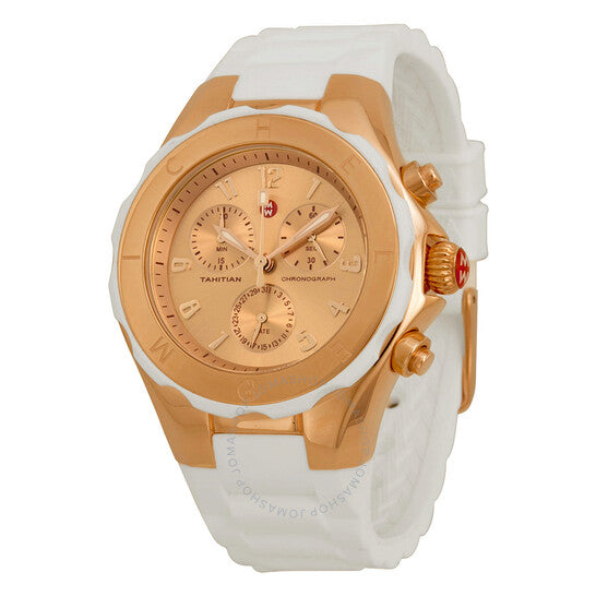 Michele, Tahitian Jelly Bean Chronograph Rose Dial Ladies Watch