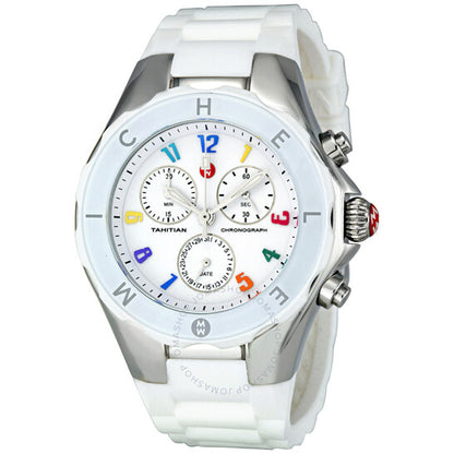Michele, Tahitian Jellybean Chronograph Large White Carousel Ladies Watch