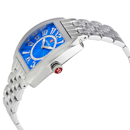 Michele, Urban Mini Blue Guilloche Dial Diamond Ladies Watch