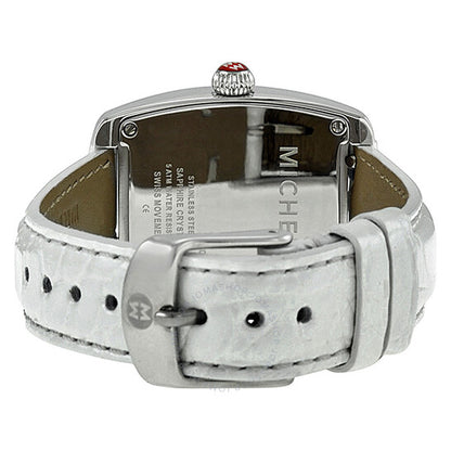 Michele, Urban Mini Silver Dial White Leather Ladies Watch