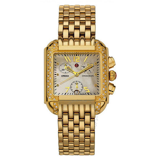 Michele, Urban Steel Diamond Gold-tone Steel Ladies Watch