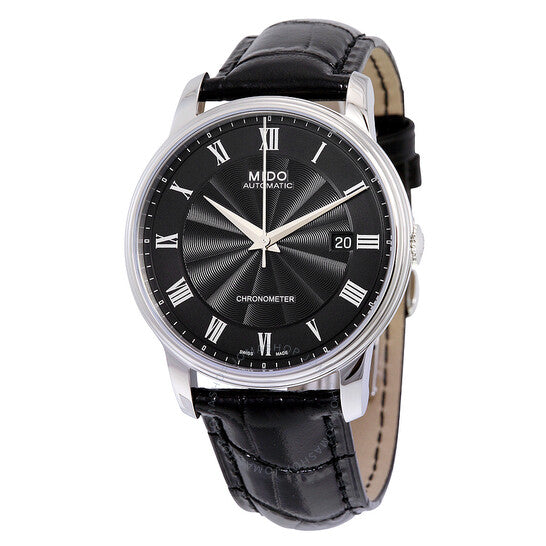 Mido, Baroncelli Automatic Black Dial Black Leather Men's Watch