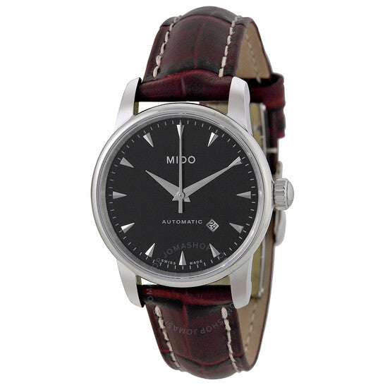 Mido, Baroncelli Automatic Black Dial Brown Leather Ladies Watch