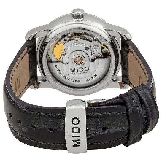 ميدو، ساعة بارونشيلي أوتوماتيكية للسيدات بمينا فضية مرصعة بالألماس