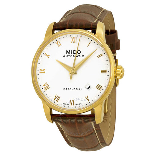 Mido, Baroncelli Automatic White Dial Brown Leather Men's Watch