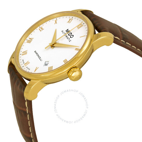 Mido, Baroncelli Automatic White Dial Brown Leather Men's Watch