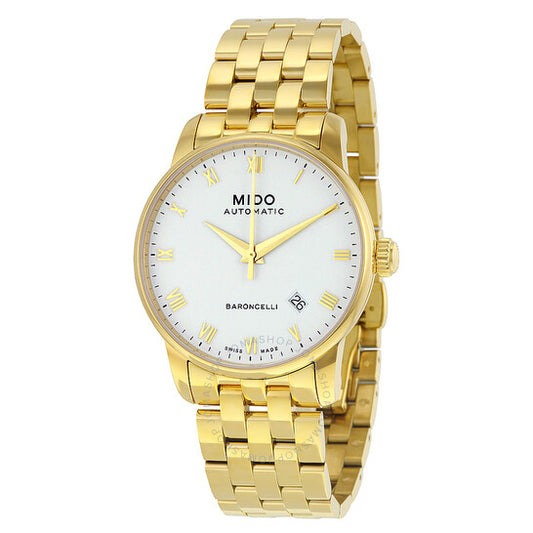 Mido, Baroncelli II Automatic White Dial Yellow Gold PVD Steel Men's Watch