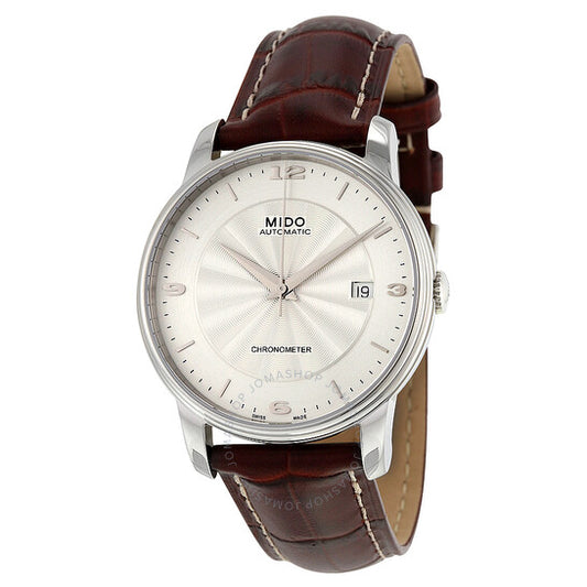 Mido, Baroncelli III Automatic Silver Dial Brown Leather Men's Watch