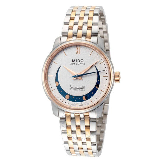 Mido, Baroncelli Smiling Moon Automatic White Dial Ladies Watch