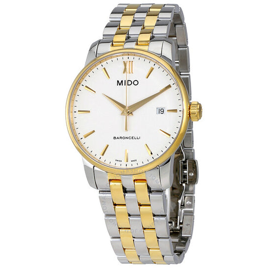 Mido, Baroncelli White Dial Two-tone Men's Watch