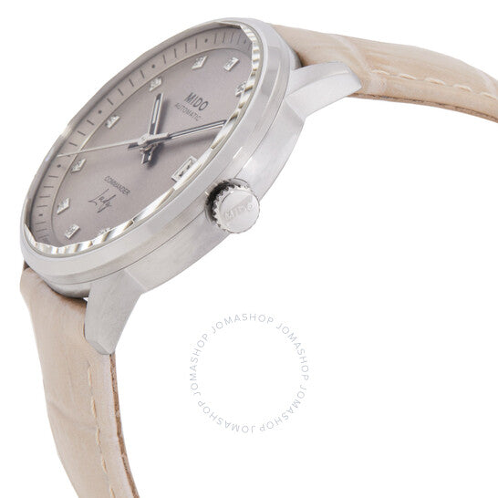 ميدو، ساعة كوماندر ليدي أوتوماتيكية بمينا بني من الألماس