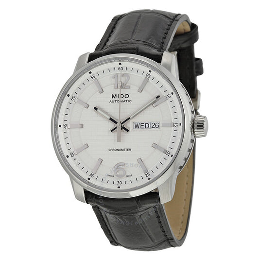 Mido, Great Wall Automatic Silver Dial Black Leather Men's Watch