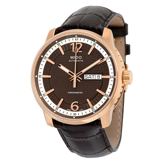 Mido, Great Wall Automatic Black Dial Brown Leather Men's Watch