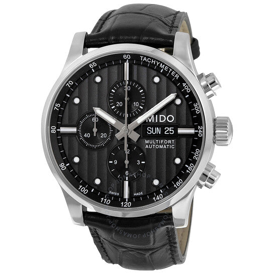Mido, Multifort Black Dial Black Leather Men's Watch