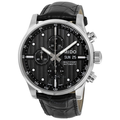 Mido, Multifort Black Dial Black Leather Men's Watch