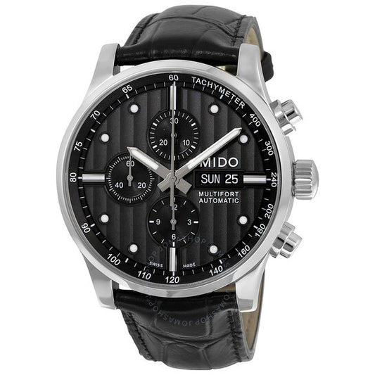 Mido, Multifort Black Dial Black Leather Men's Watch