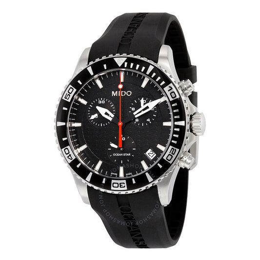 Mido, OS Captain Chronograph Black Dial Black Rubber Men's Watch