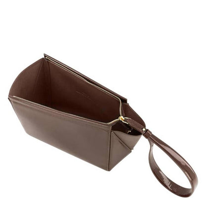 Patent Brown Medium Triangle Pouch