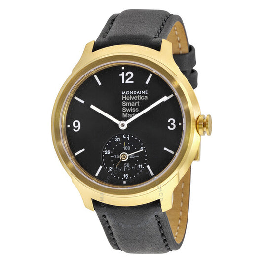 Mondaine, Helvetica No 1 Bold Smart Black Dial Black Leather Men's Watch MH1B2S20LB