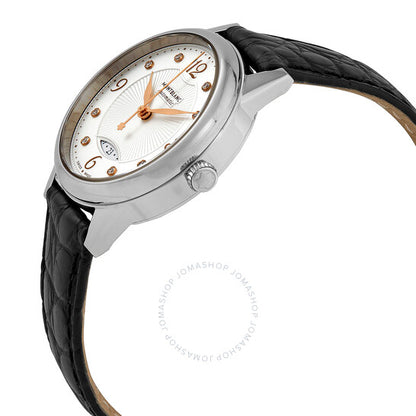 ساعة مون بلان بوهيم أوتوماتيكية للسيدات بمينا أبيض ماسي