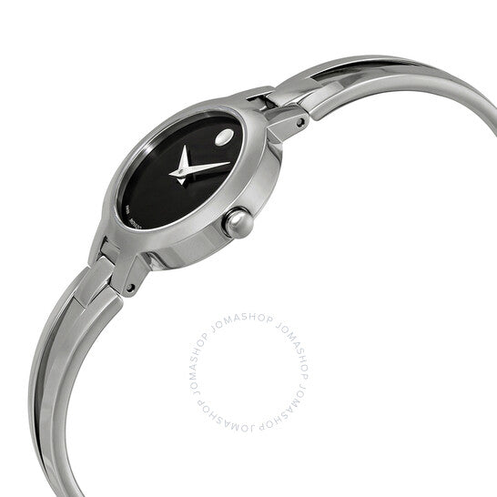 Movado, Amorosa Black Dial Stainless Steel Ladies Watch