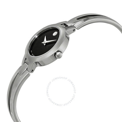 Movado, Amorosa Black Dial Stainless Steel Ladies Watch