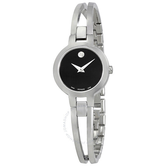 Movado, Amorosa Black Dial Stainless Steel Ladies Watch