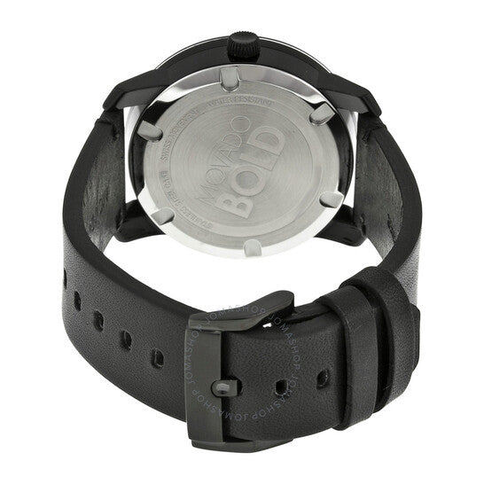 Movado, Bold Quartz Black Dial Black Leather Men's Watch
