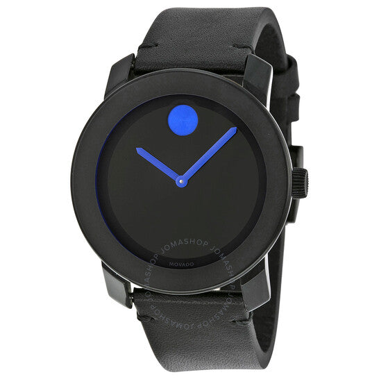 Movado, Bold Quartz Black Dial Black Leather Men's Watch