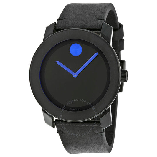 Movado, Bold Quartz Black Dial Black Leather Men's Watch