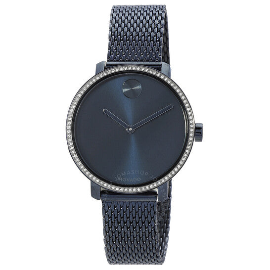 ساعة موفادو النسائية الجريئة كوارتز بمينا زرقاء