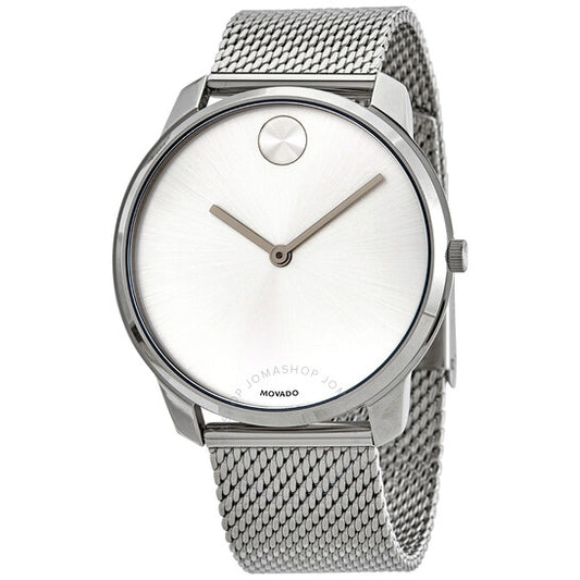 Movado, Bold Quartz Silver Dial Stainless Steel Mesh Men's Watch