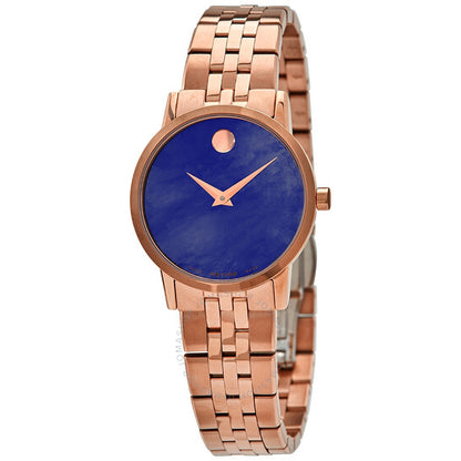 Movado, Museum Quartz Blue Mother of Pearl Dial Ladies Watch