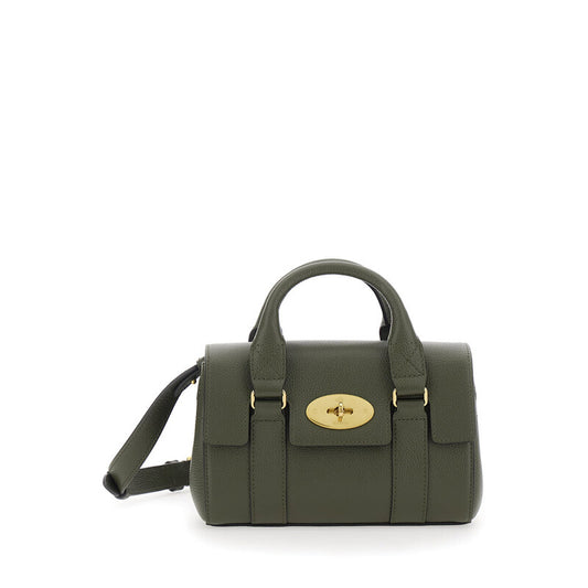 Bayswater Mini Green Handbag With Twist Lock In Hammered Leather Woman