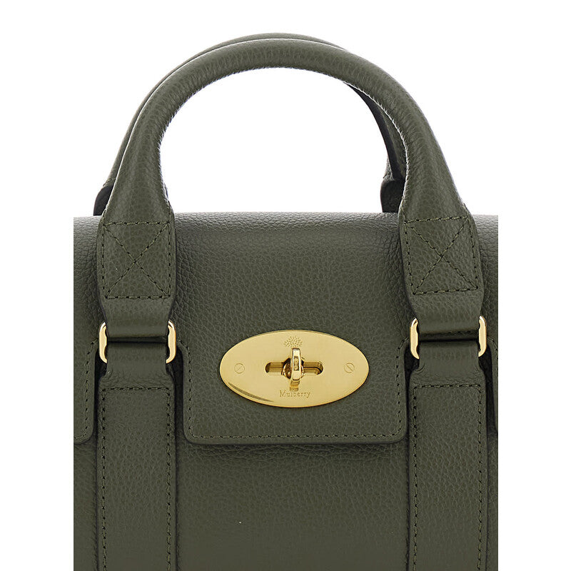 Bayswater Mini Green Handbag With Twist Lock In Hammered Leather Woman