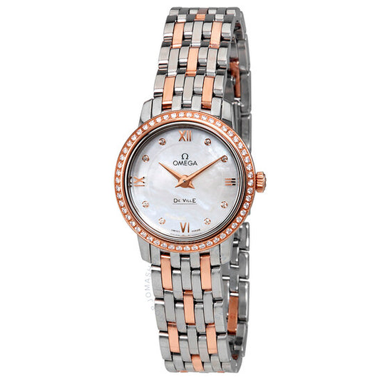 ساعة أوميغا دي فيل بريستيج للسيدات بمينا من عرق اللؤلؤ