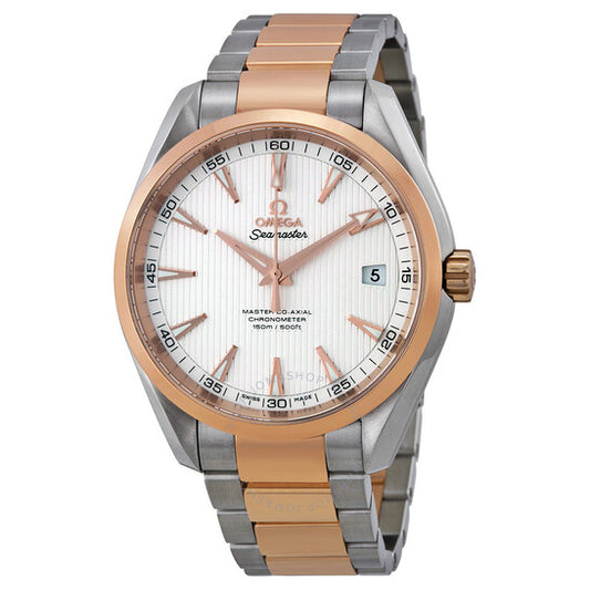 Omega, Aqua Terra Automatic  Silver Dial Steel and 18kt Rose Gold Men's Watch