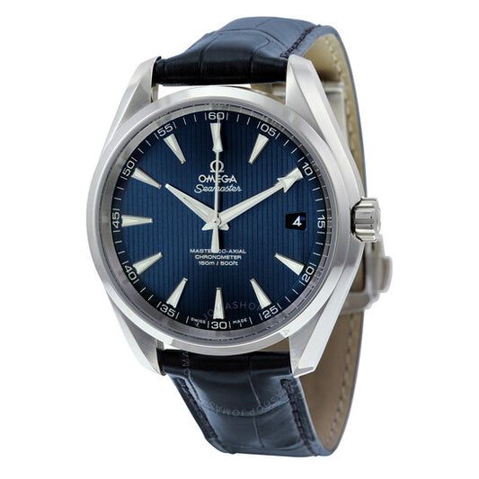 Omega, Aqua Terra Blue Dial Blue Leather Men's Watch 23113422103001