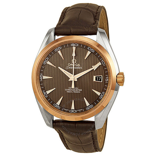 Omega, Aqua Terra Co-Axial Teak-Grey Dial Brown Leather Men's Watch