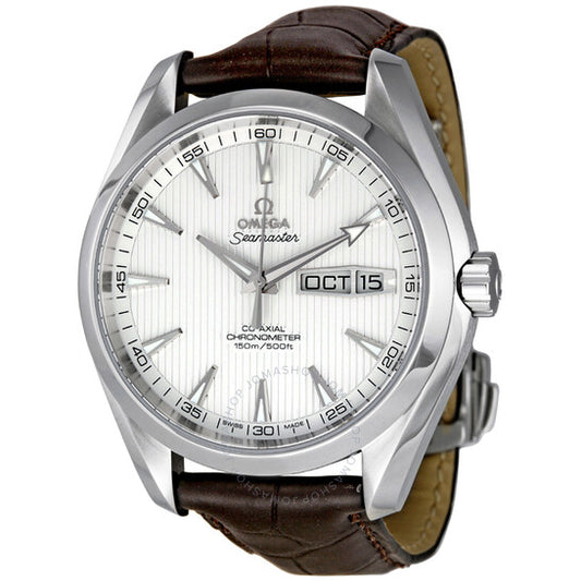 Omega, Aqua Terra Silver Dial Automatic Leather Men's Watch 23113432202001