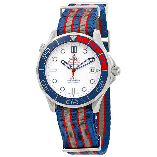 Omega, James Bond 007 Commanders Automatic Chronometer White Dial Pepsi Bezel Men's Watch