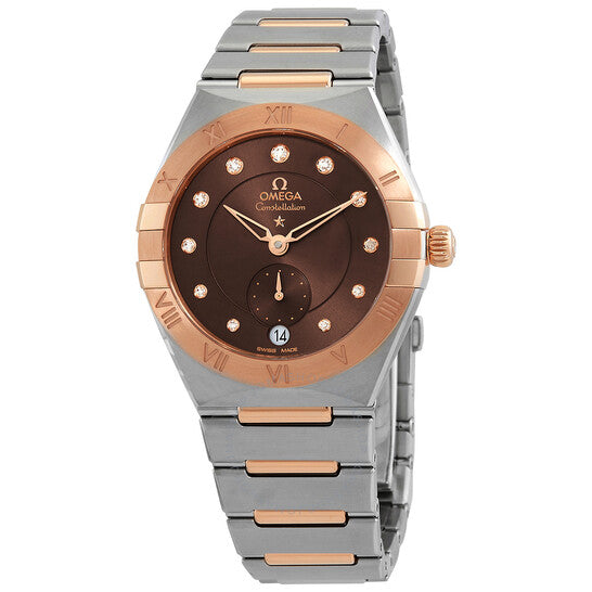 Omega, Constellation Automatic Chronometer Diamond Brown Dial Ladies Watch