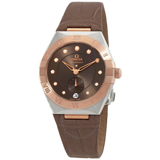 Omega, Constellation Automatic Chronometer Diamond Brown Dial Ladies Watch