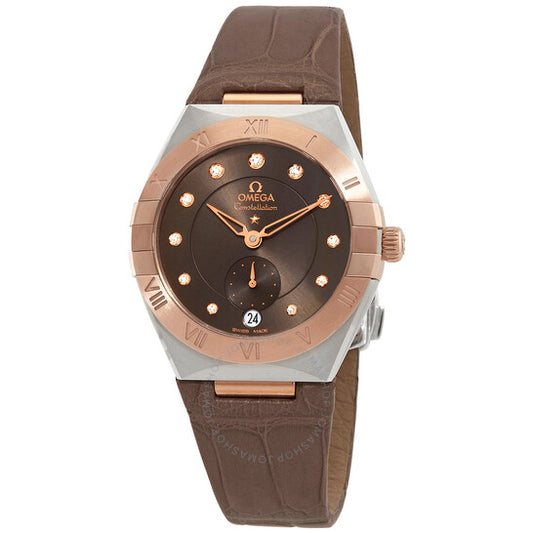 ساعة أوميغا كونستليشن أوتوماتيكية كرونومتر بمينا بني للسيدات